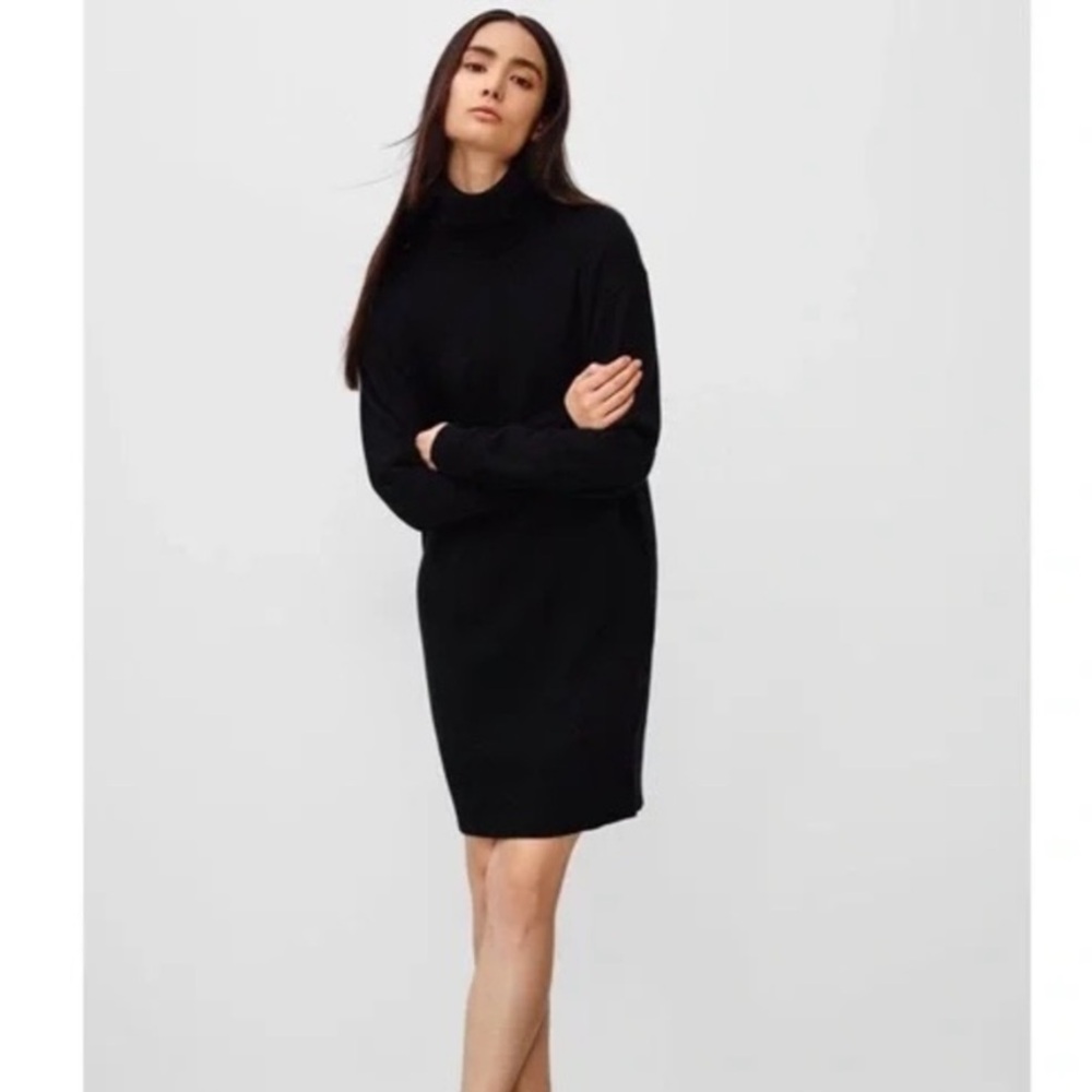 Aritzia Wilfred Pensee Merino Wool Turtleneck Sweater Dress Black Size XSmall